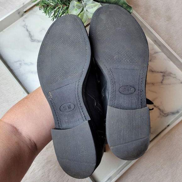 STEVE MADDEN Pursue Black Studded Buckle Strappy Leather Moto Combat Boots Sz 9 - Picture 12 of 14